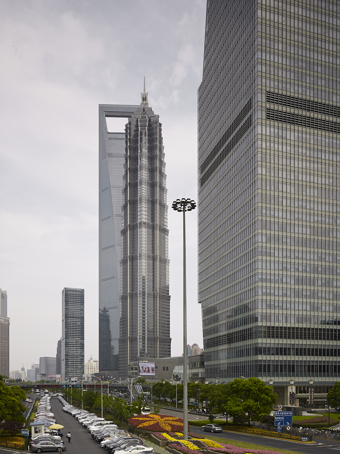Pudong buildings and parking space, Shanghai, China, 2017